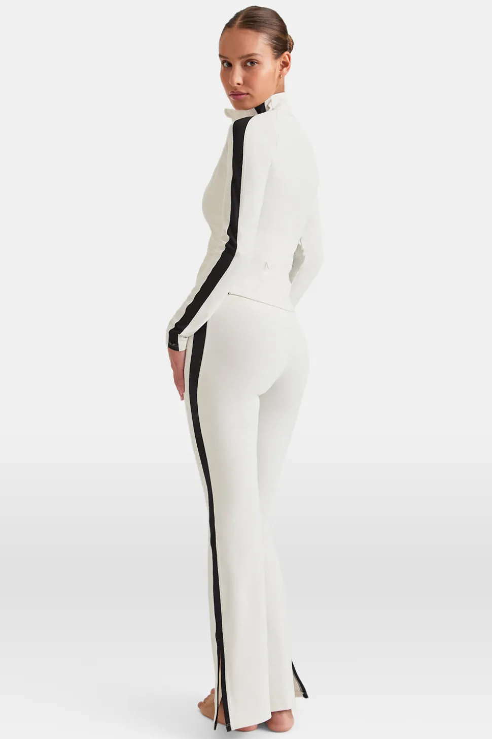 DayFlex Contrast Stripe Zip Through Jacket - Ivory And Shadow Black