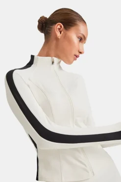 DayFlex Contrast Stripe Zip Through Jacket - Ivory And Shadow Black