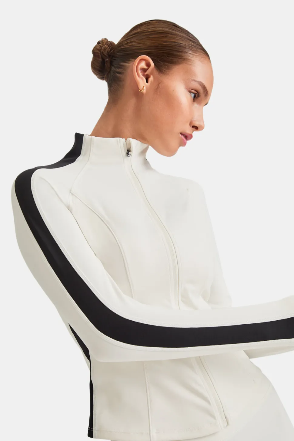 DayFlex Contrast Stripe Zip Through Jacket - Ivory And Shadow Black