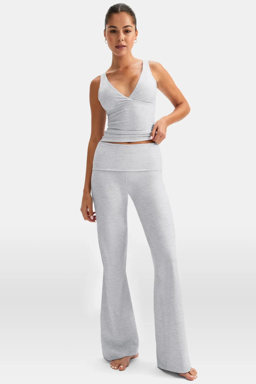 DayFlex Multiway Fold Waist Flared Yoga Pant - Grey Marl