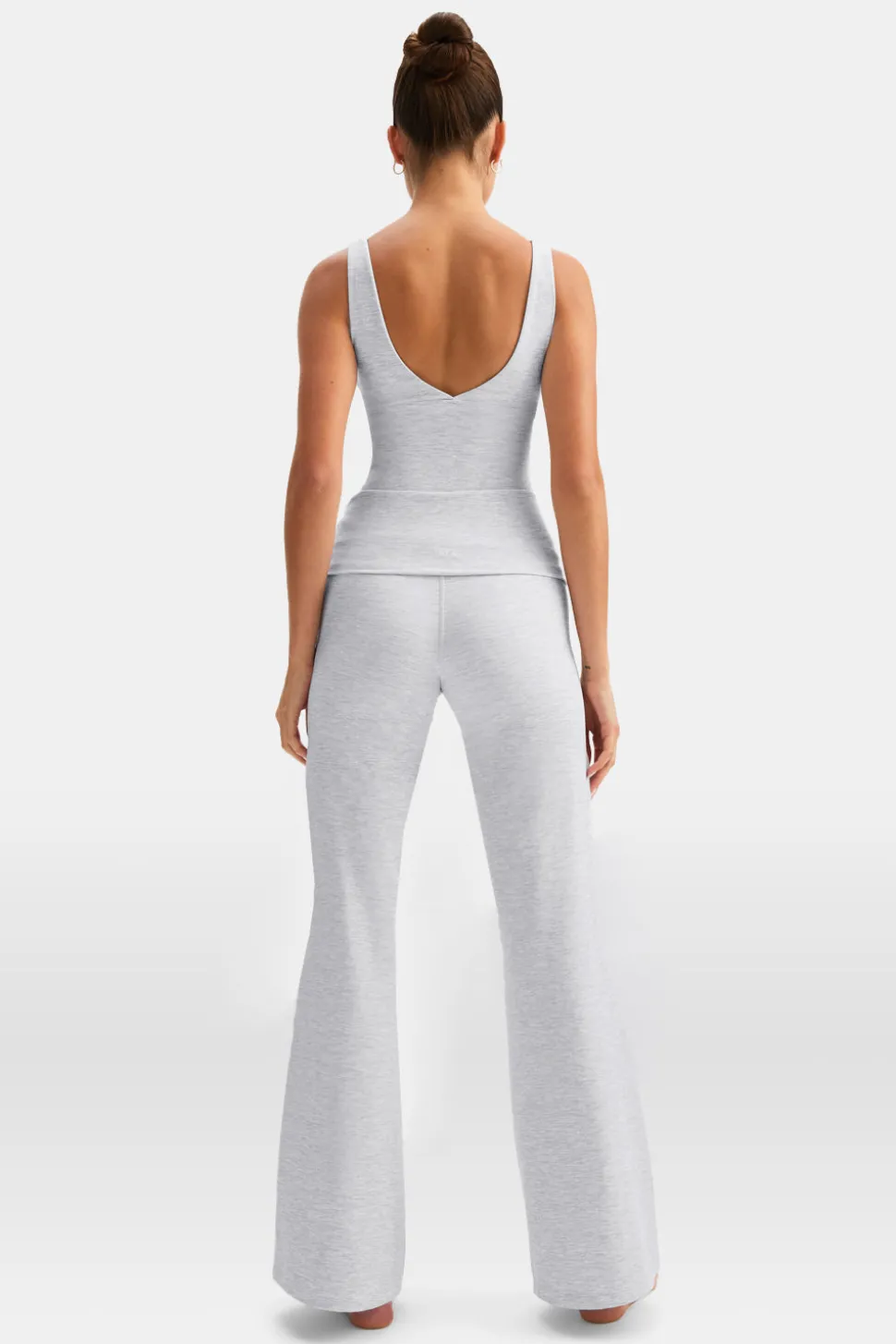 DayFlex Multiway Fold Waist Flared Yoga Pant - Grey Marl