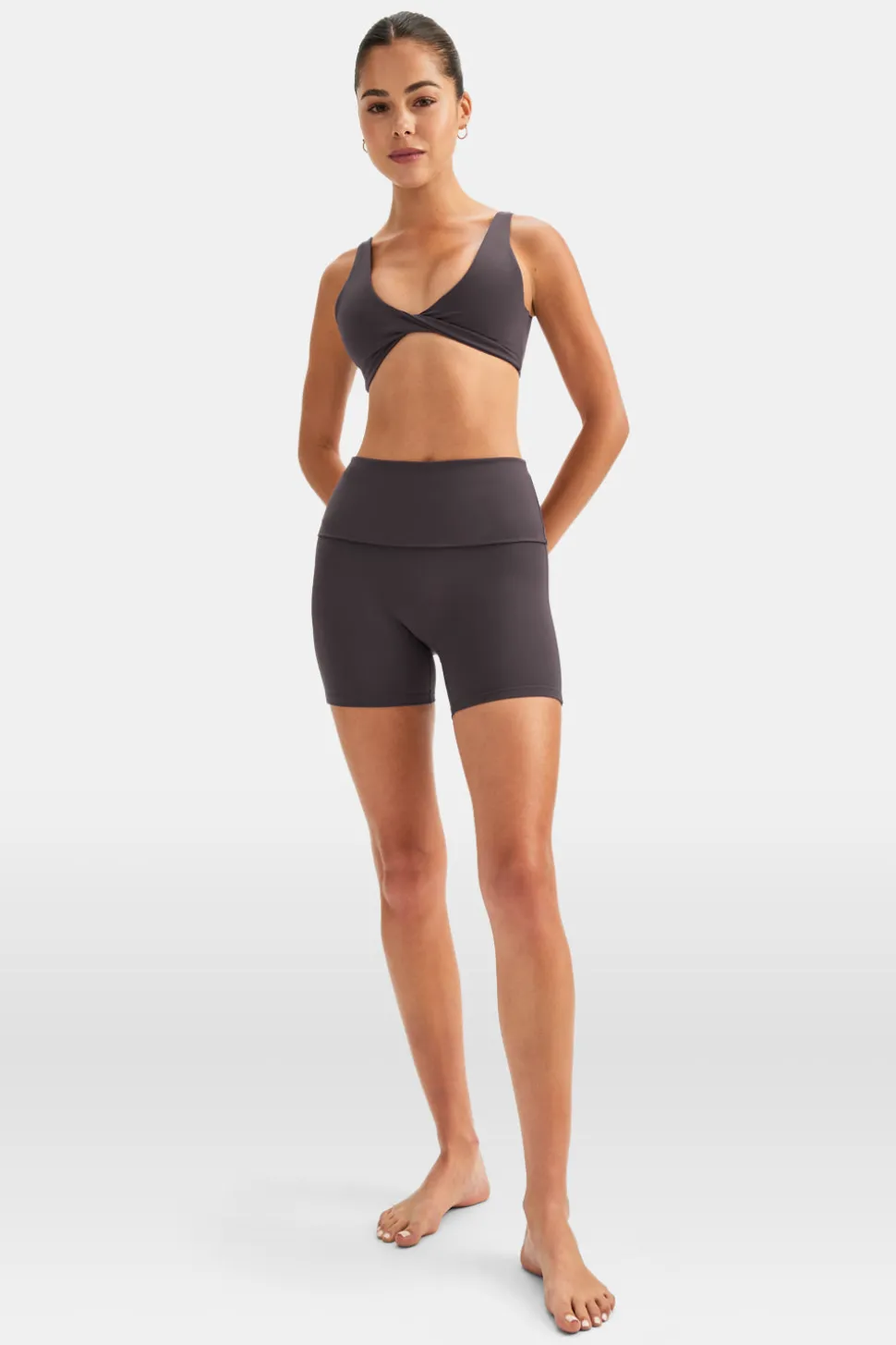 DayFlex Multiway Fold Waist Cycling Shorts - Cool Espresso