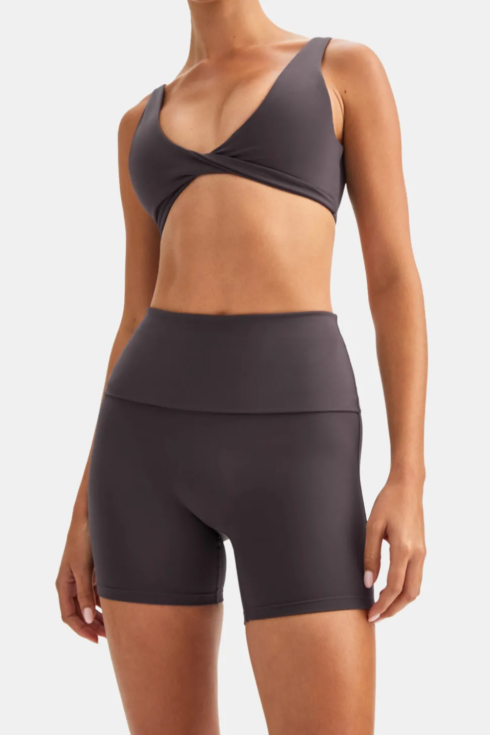 DayFlex Multiway Fold Waist Cycling Shorts - Cool Espresso