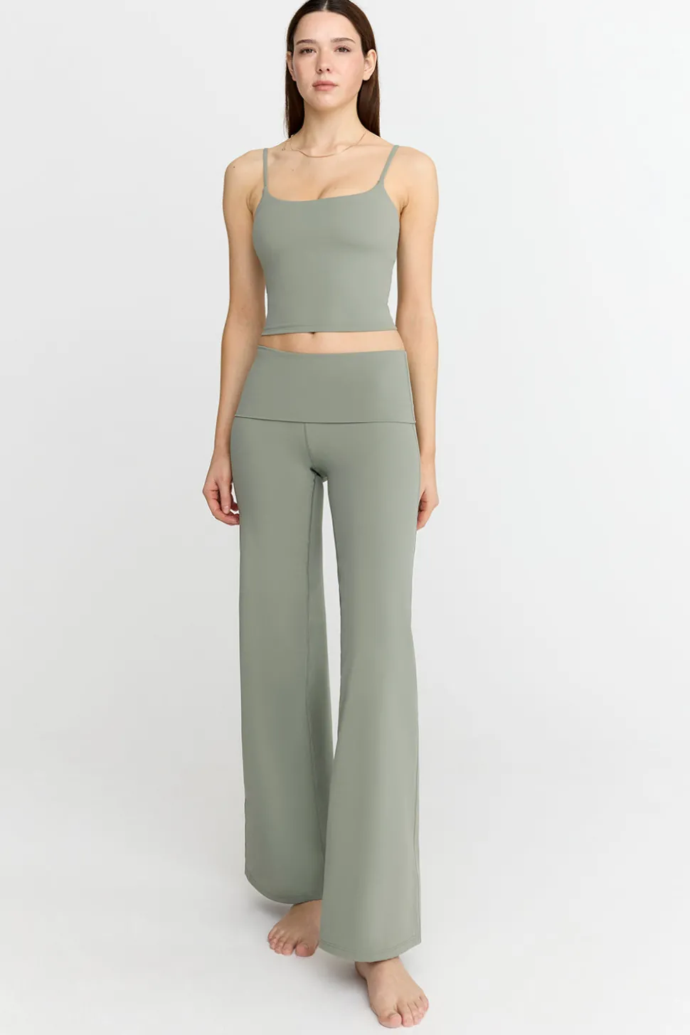 DayFlex Multiway Fold Waist Wide Leg Yoga Pant - Vintage Khaki