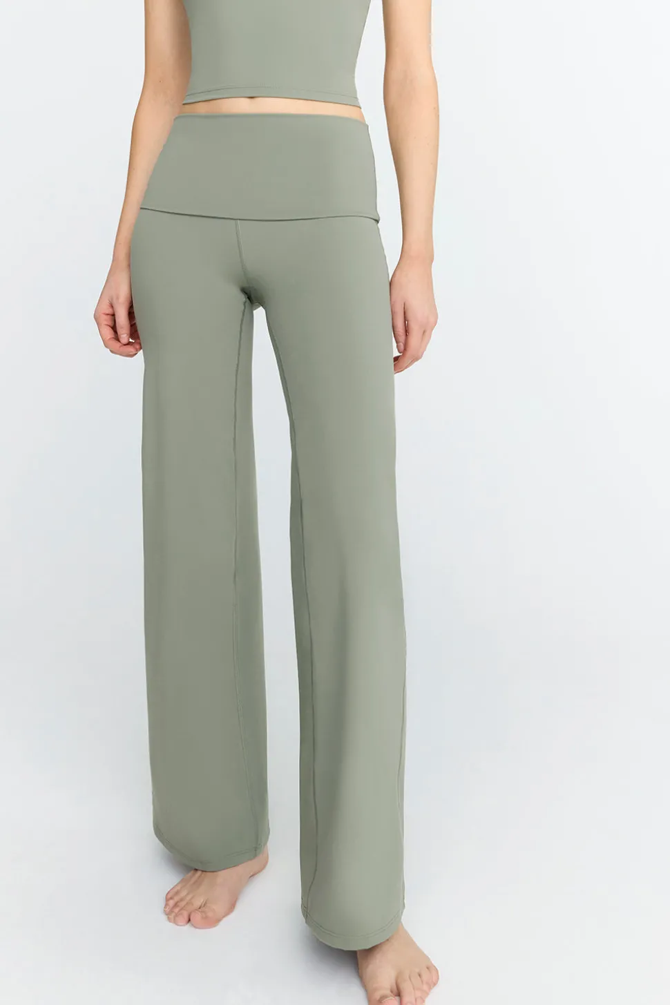 DayFlex Multiway Fold Waist Wide Leg Yoga Pant - Vintage Khaki