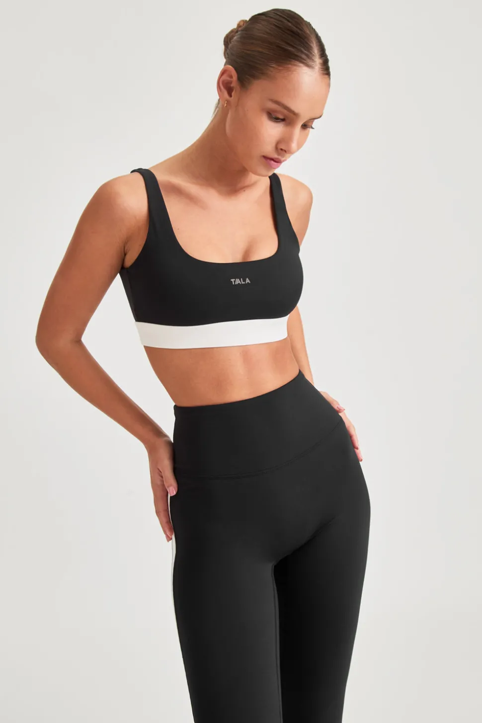 DayFlex Open Back Square Neck Sports Bra - Shadow Black And Ivory