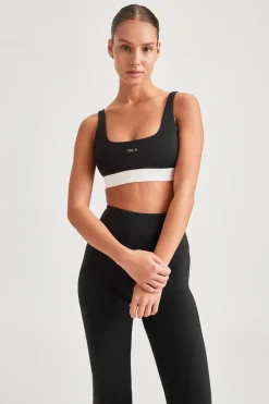 DayFlex Open Back Square Neck Sports Bra - Shadow Black And Ivory