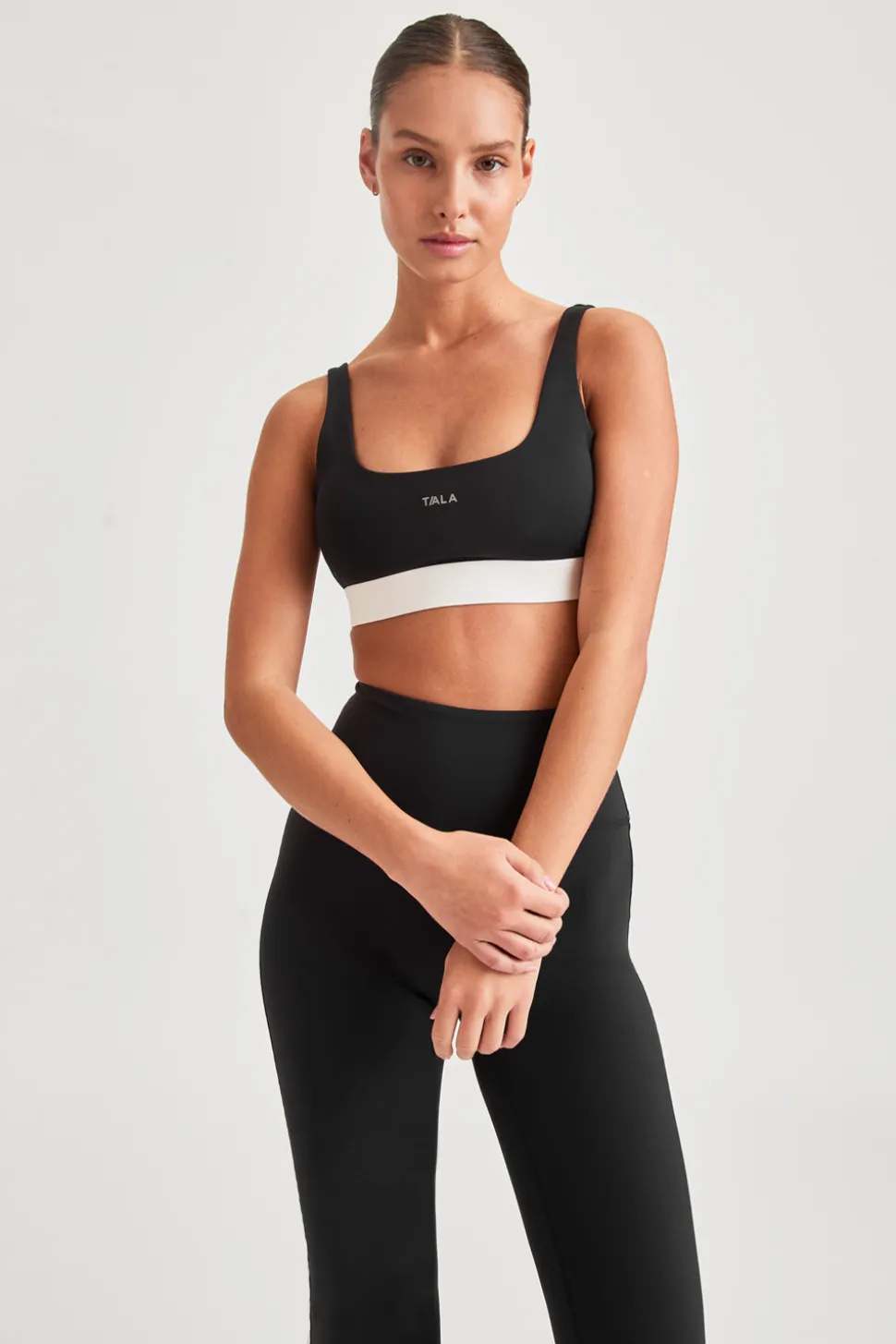 DayFlex Open Back Square Neck Sports Bra - Shadow Black And Ivory