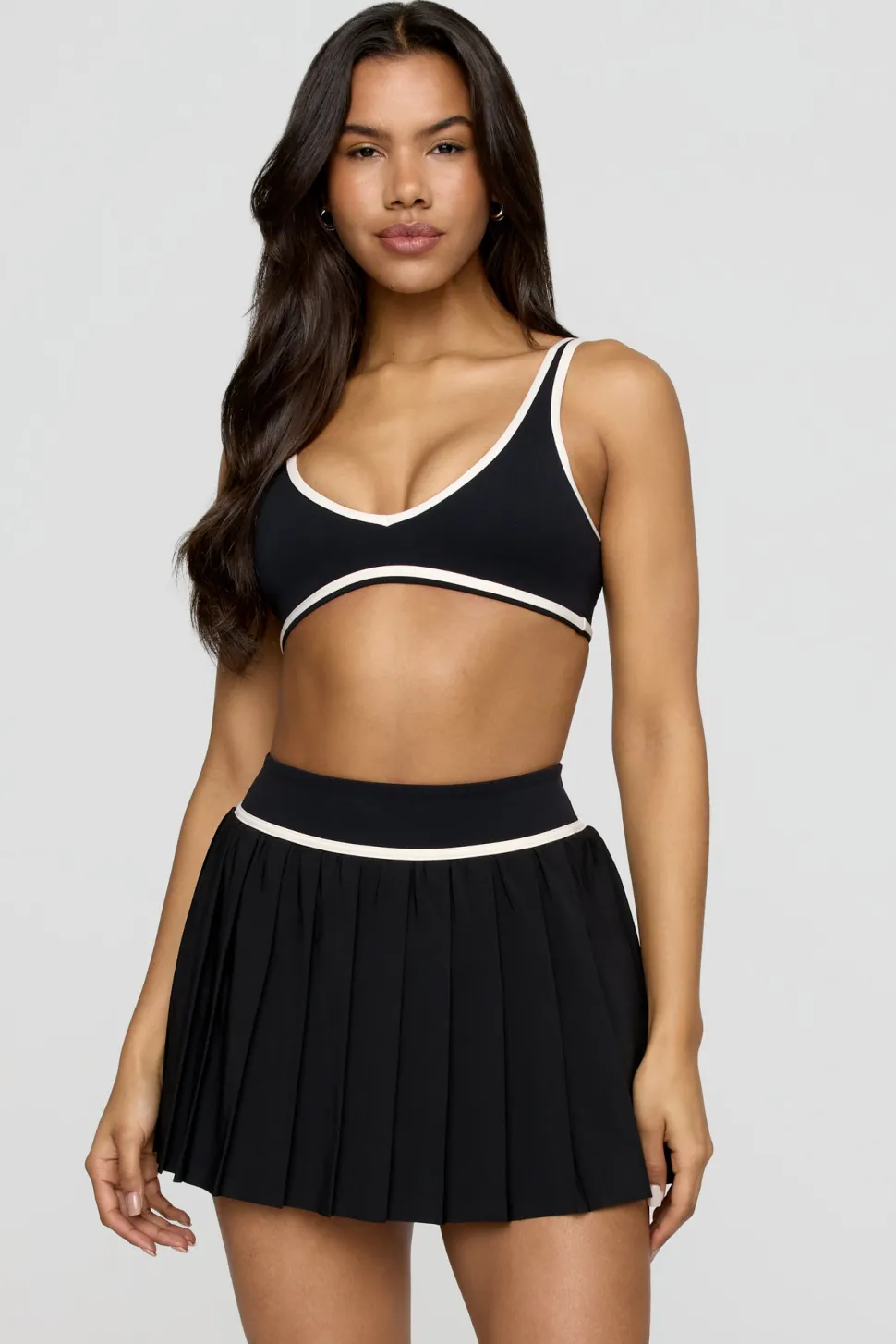 DayFlex Pleated Tennis Skort - Shadow Black And Buttermilk