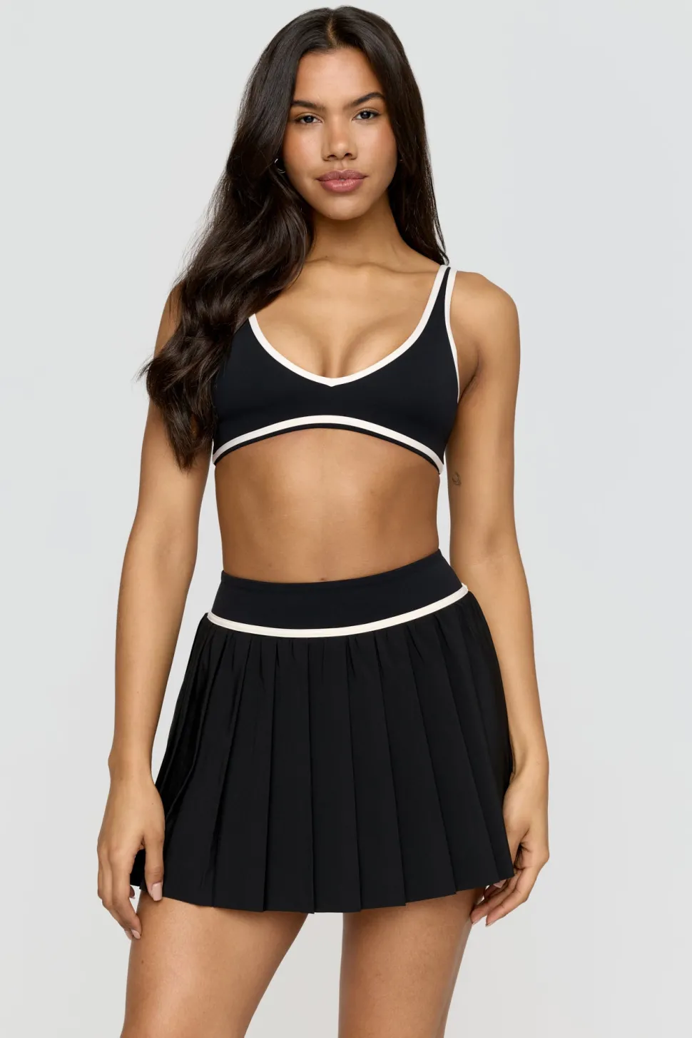 DayFlex Plunge Neck Push-Up Sports Bra - Shadow Black And Buttermilk