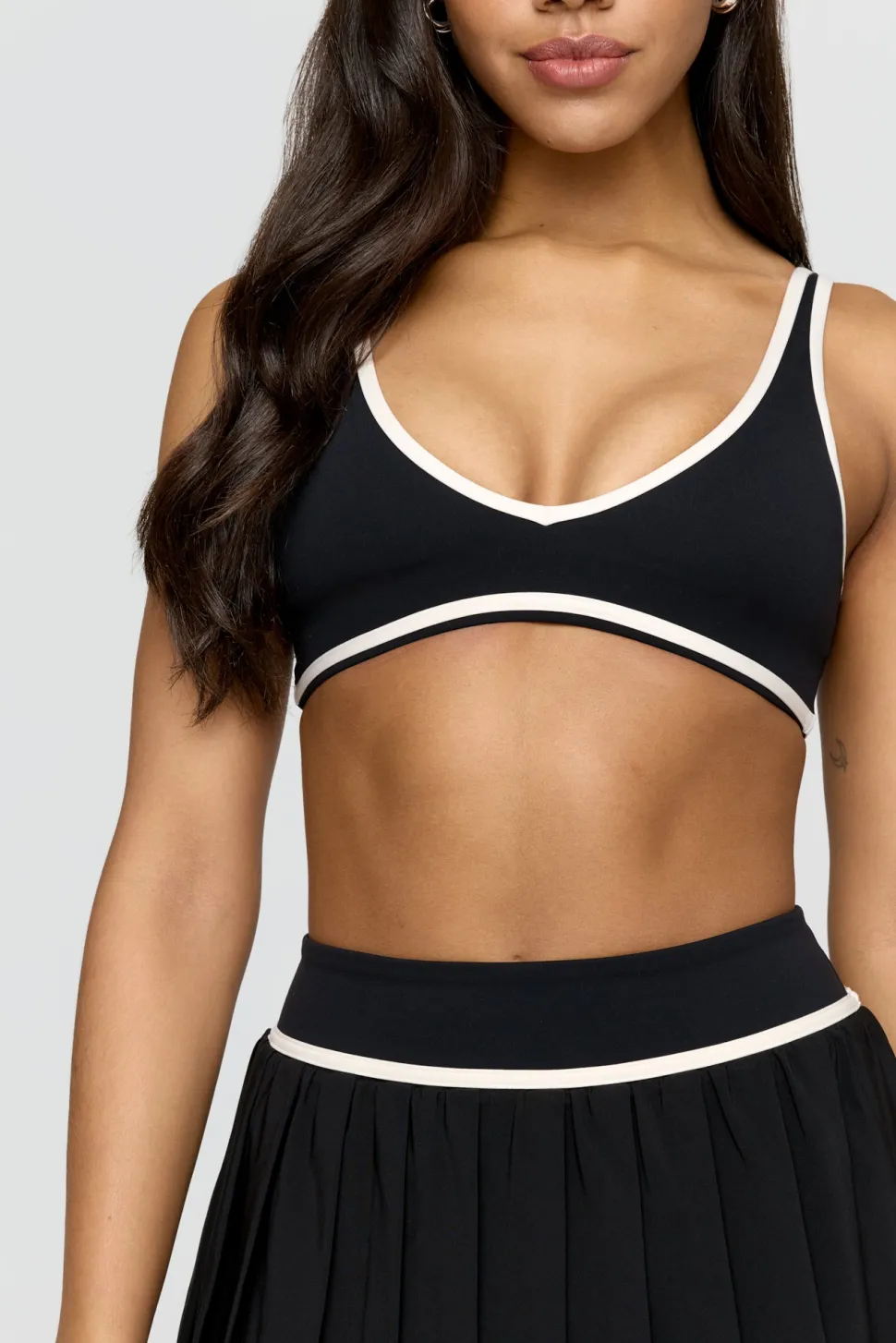 DayFlex Plunge Neck Push-Up Sports Bra - Shadow Black And Buttermilk