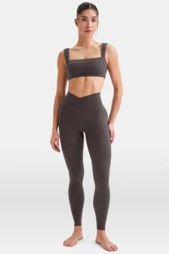 DayFlex Ruched Bandeau Sports Bra - Cool Espresso