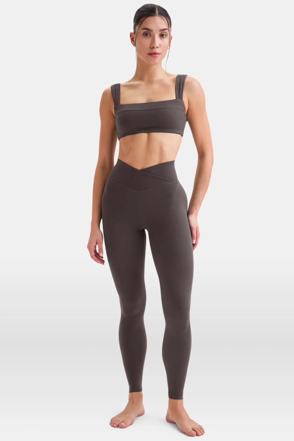 DayFlex Ruched Bandeau Sports Bra - Cool Espresso