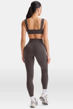 DayFlex Ruched Bandeau Sports Bra - Cool Espresso