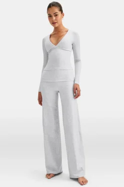 DayFlex V Neck Top - Grey Marl
