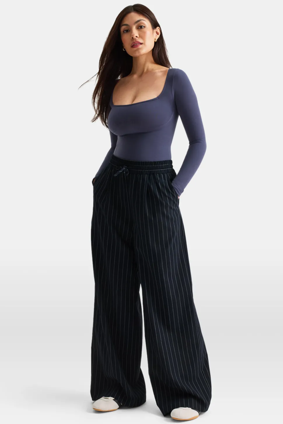 Everyday Tailoring Drawstring Trousers - Navy Stripe