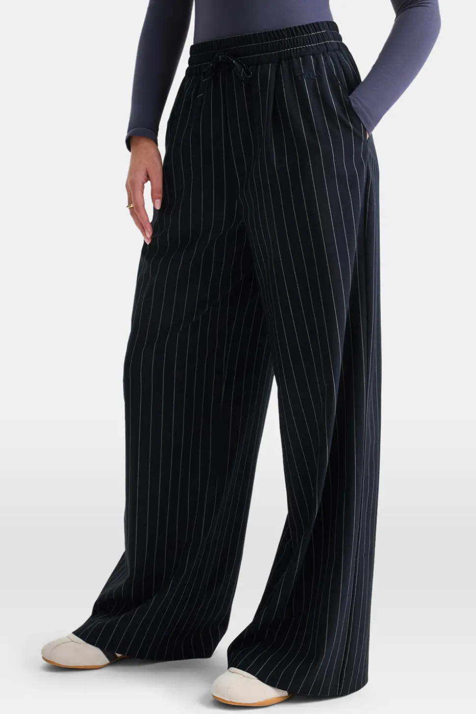 Everyday Tailoring Drawstring Trousers - Navy Stripe