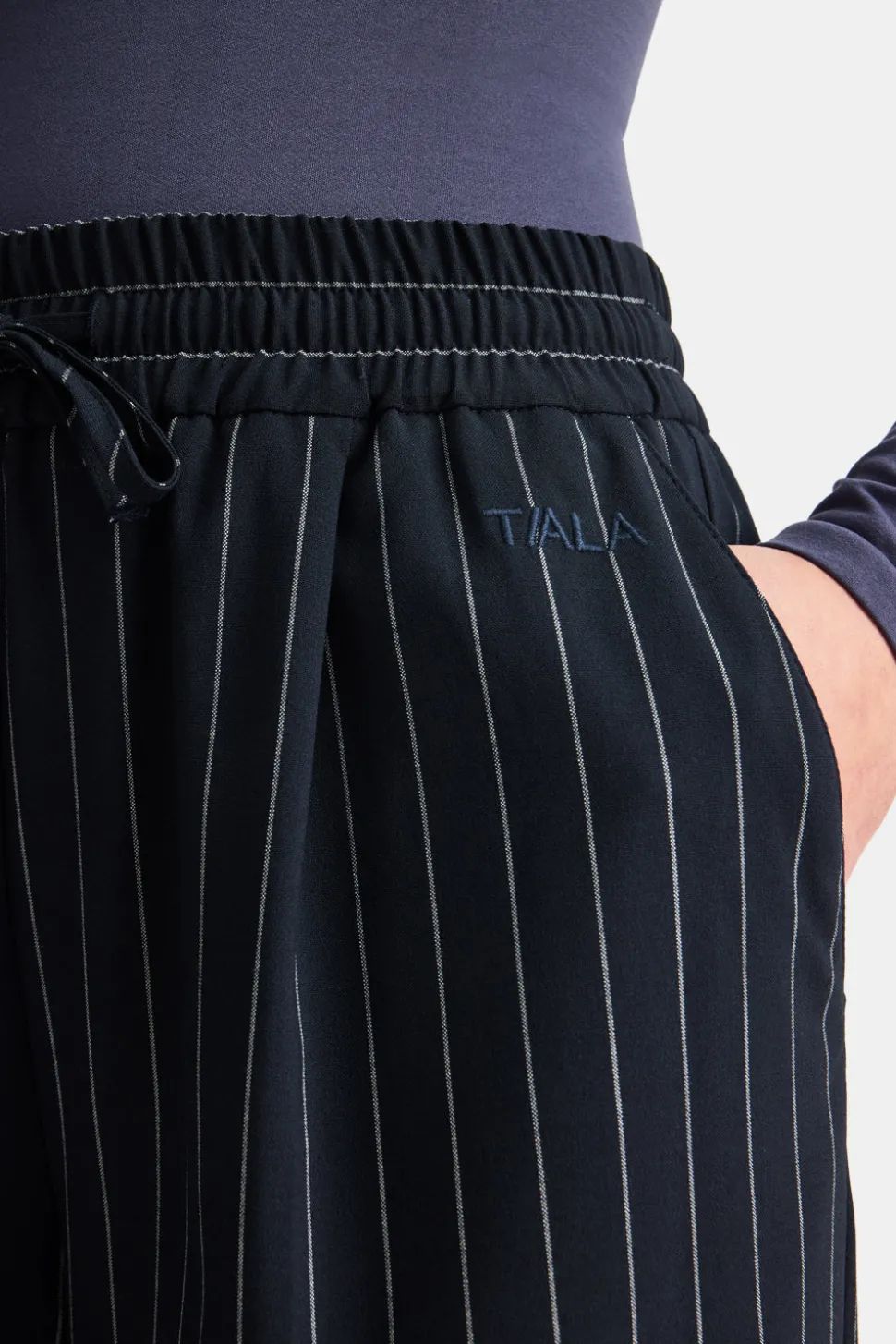 Everyday Tailoring Drawstring Trousers - Navy Stripe