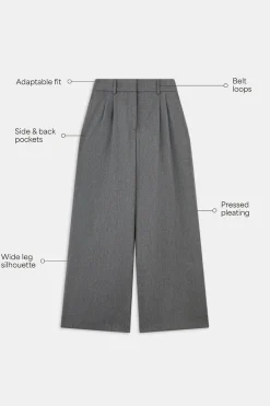 Everyday Tailoring Wide Leg Trousers - Charcoal Grey Marl