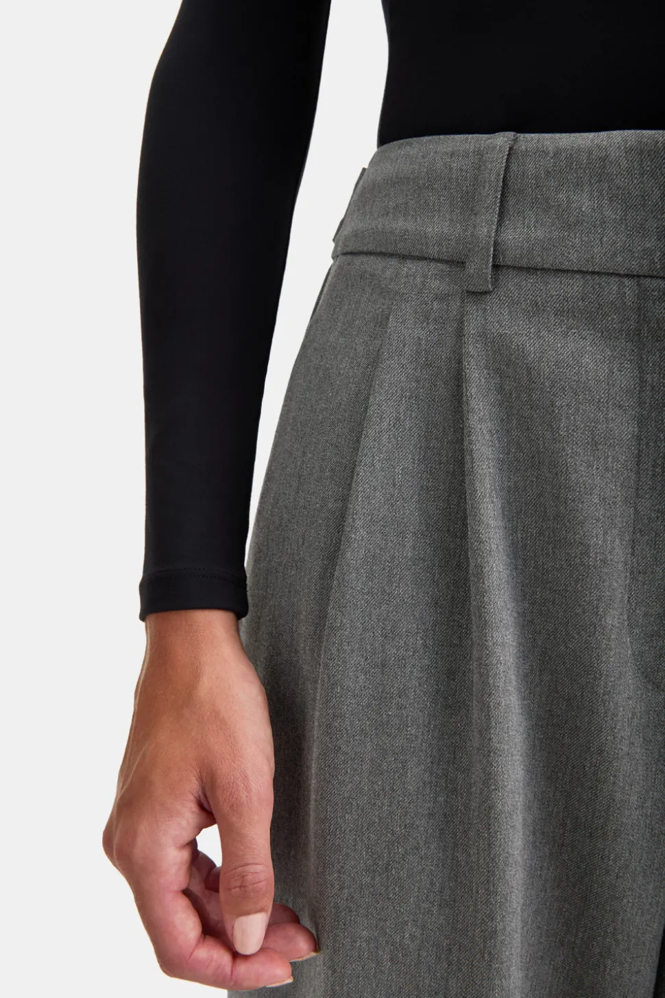 Everyday Tailoring Wide Leg Trousers - Charcoal Grey Marl