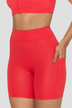 FormTech High Waisted Side Pocket Running Shorts - Chilli Red
