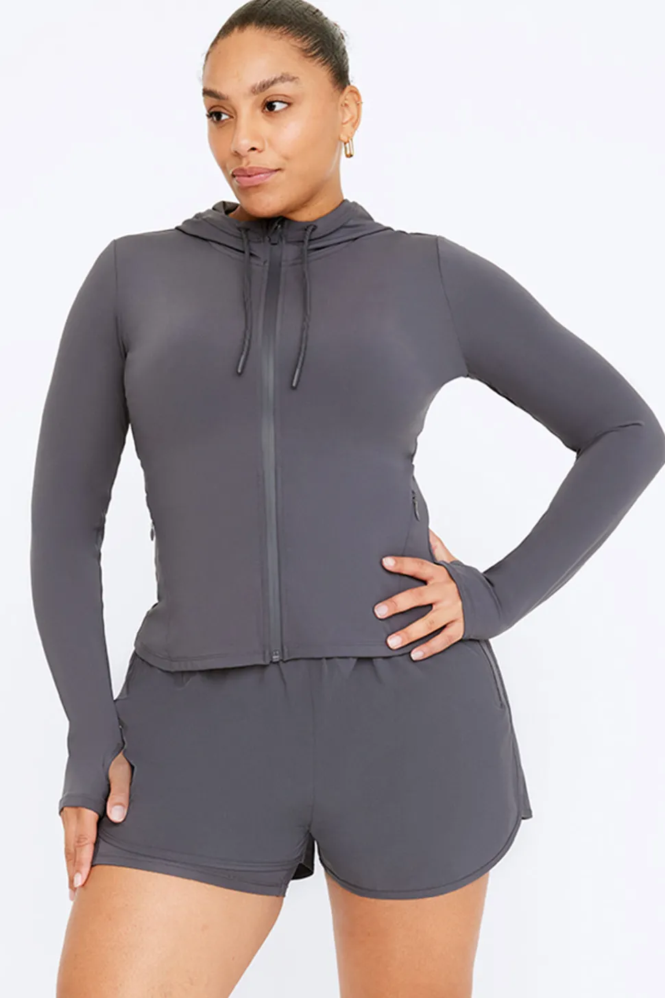 FormTech Hooded Zip Through Running Jacket- Graphite