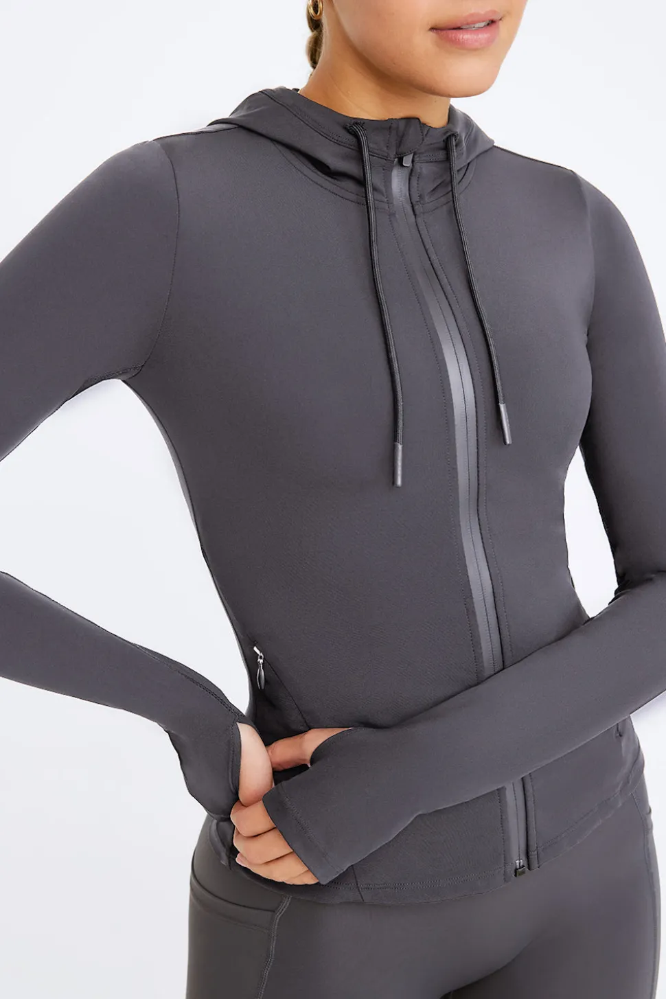 FormTech Hooded Zip Through Running Jacket- Graphite