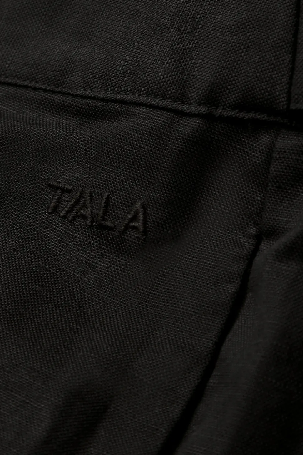 Heavyweight Linen Tailored Wide Leg Trousers - Black Onyx