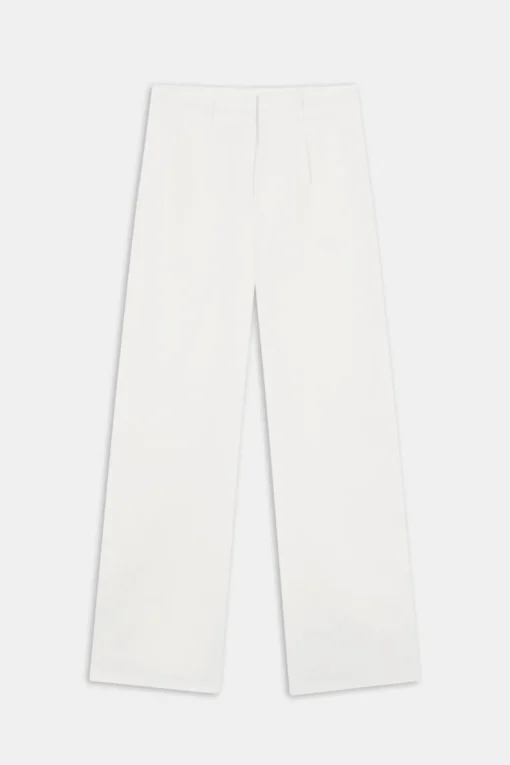 Heavyweight Linen Tailored Wide Leg Trousers - Coconut Milk