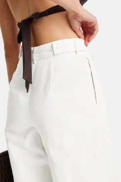 Heavyweight Linen Tailored Wide Leg Trousers - Coconut Milk