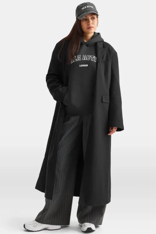 Longline Blazer Coat - Black