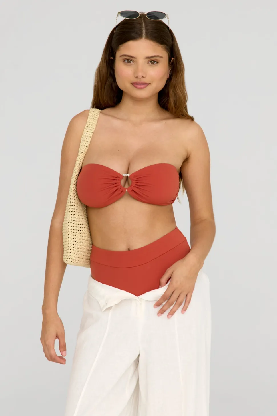 Marnie Multiway Bandeau Ring Bikini Top - Rust Orange