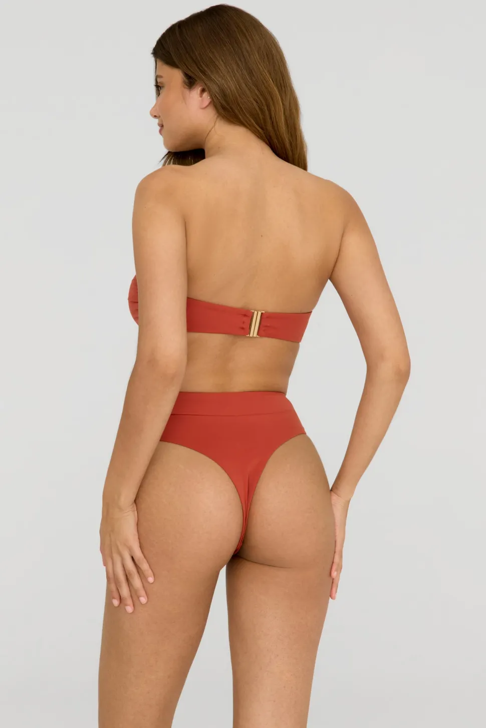 Marnie Multiway Bandeau Ring Bikini Top - Rust Orange