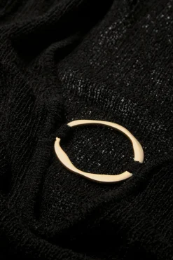 Multiway Gold Ring Long Sleeve Resort Knit Dress - Black Onyx