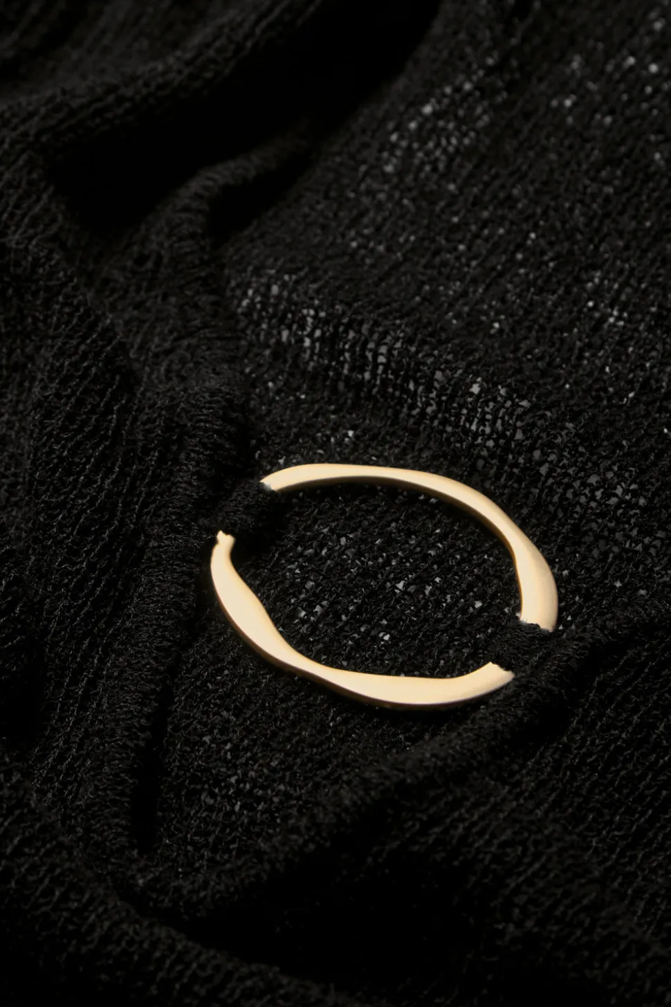 Multiway Gold Ring Long Sleeve Resort Knit Dress - Black Onyx