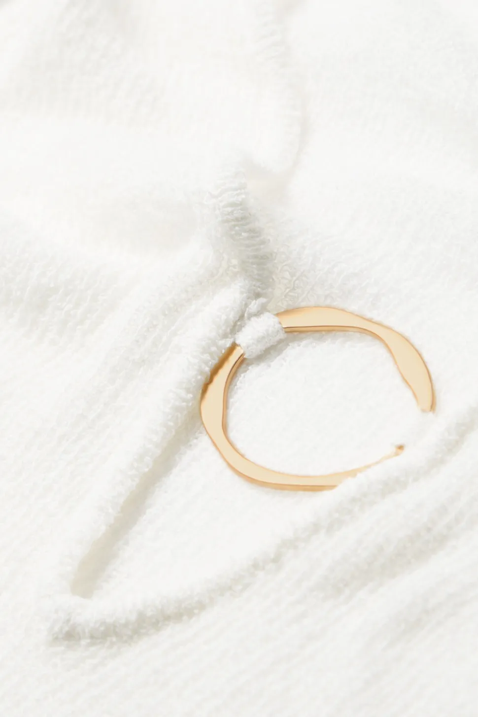 Multiway Gold Ring Long Sleeve Resort Knit Dress - Coconut Milk