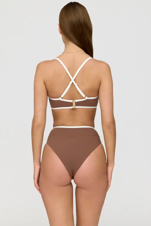 Mykonos Contrast Trim Multiway Bandeau Bikini Top - Terracotta And Coconut Milk