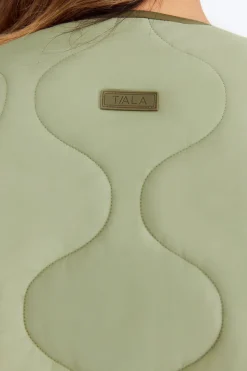 Oversized Reversible Quilted Jacket- Light Olive And Army Green