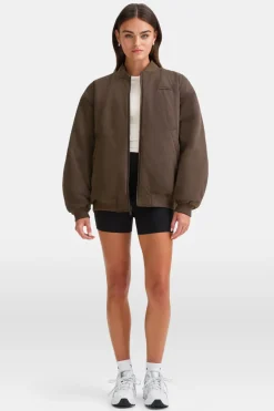 Reversible Oversized Bomber Jacket - Black And Espresso