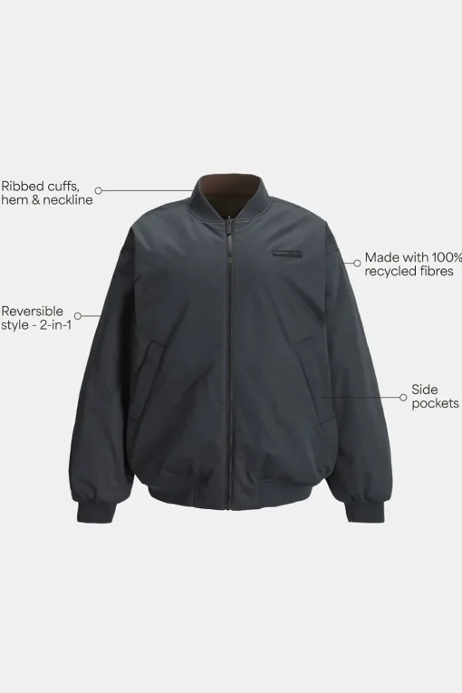Reversible Oversized Bomber Jacket - Black And Espresso