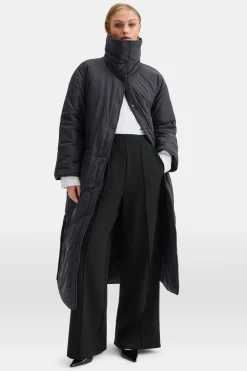 Reversible Padded And Quilted Longline Everything Overcoat - Black