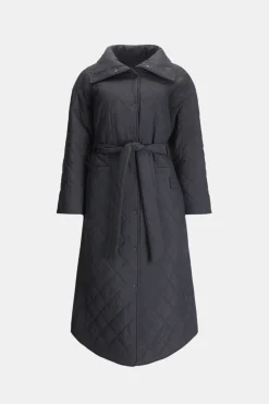 Reversible Padded And Quilted Longline Everything Overcoat - Black