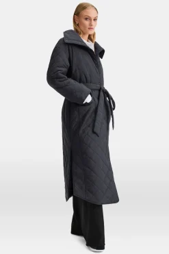 Reversible Padded And Quilted Longline Everything Overcoat - Black