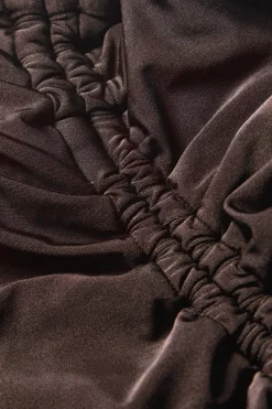 Ruched Adjustable Tie Side Shaping Swimsuit - Espresso