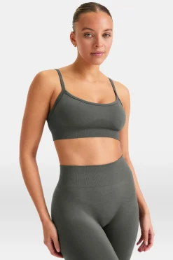 Sculpt Seamless Bandeau Sports Bra - Dark Olive Marl
