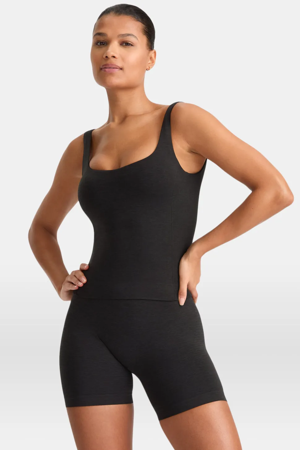 Sculpt Seamless Built-In Bra Vest - Black Marl