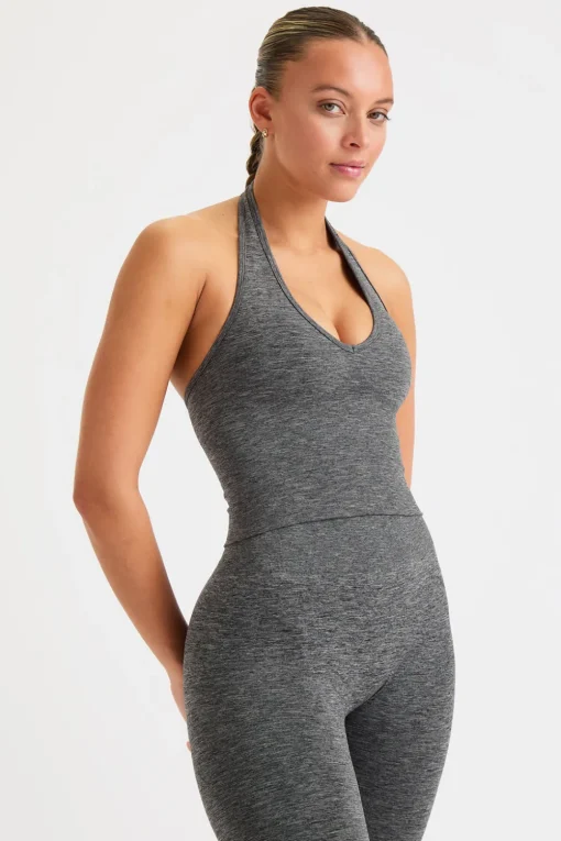 Sculpt Seamless Halter Tank - Charcoal Marl