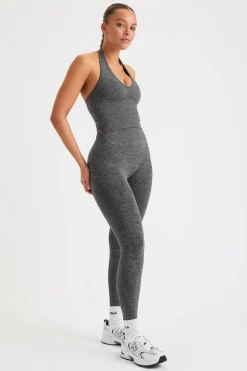 Sculpt Seamless Halter Tank - Charcoal Marl