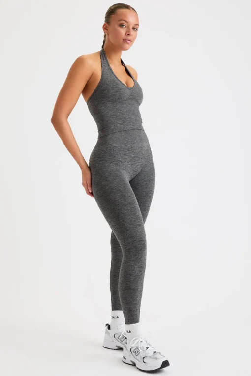 Sculpt Seamless Halter Tank - Charcoal Marl