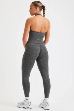 Sculpt Seamless Halter Tank - Charcoal Marl
